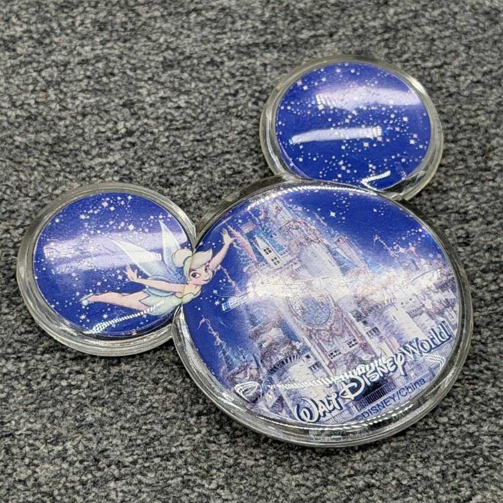 Vintage Walt Disney World Parks Mickey Mouse Head Castle Tinkerbell Magnet READ